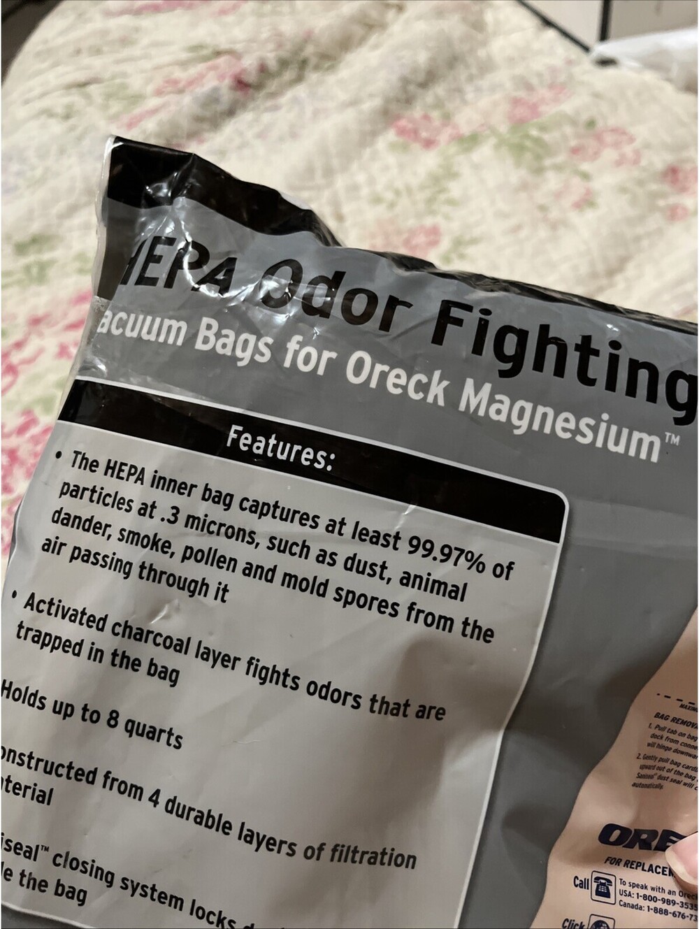 Genuine Oreck LWPK60H Magnesium HEPA Vacuum Bags Odor Fighting Type LW 3 Bags